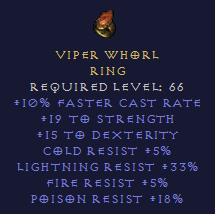 Viper Whorl - FCR STR DEX All Res - Ring