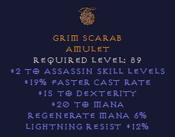Grim Scarab - Assassin FCR Amulet