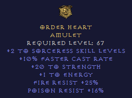 Order Heart - Sorceress Amulet