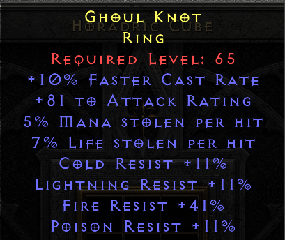 Ghoul Knot - Super Nice Dual Leech 11 All resist 41 FR - Ring