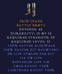 Grim Shank - Blood Boots with FHR, LR and Cold Resist