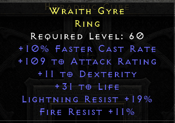 Wraith Gyre - 10 FCR 109 AR 11 Dex 31 Life 19 LR 11 FR - Non Ladder - D2Bits