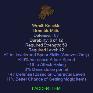 Wraith Knuckle - 2 Java 20 IAS 3 ML 11 % MF - D2Bits