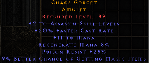 Chaos Gorget - 2/20 Assassin Amulet with PR and MF