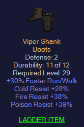 Viper Shank - 30 Run Walk 28 CR 38 FR 39 PR